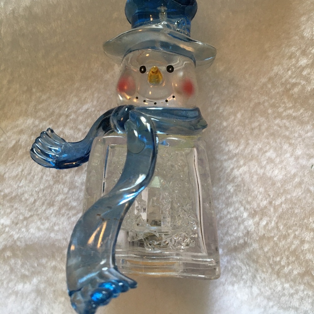 Blue and Clear Snowman Figurine